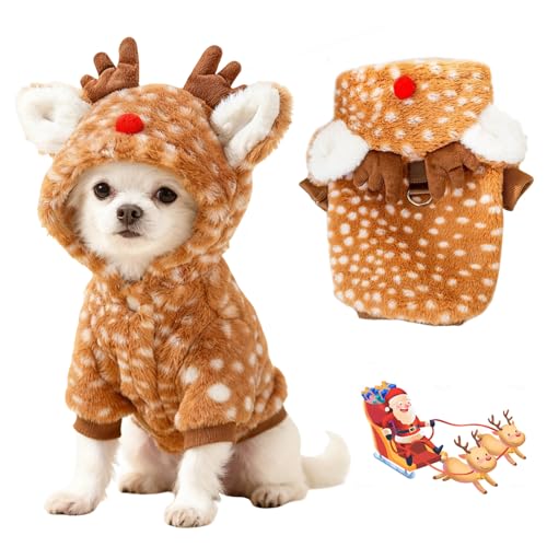 SPERMUOY Hundekostüm Weihnachten Haustier Kleidung,Hund kostüm Weihnachte mit hat,Katze Hund kostüm Haustier Weihnachten Kleidung für Klein Hund Katze-M