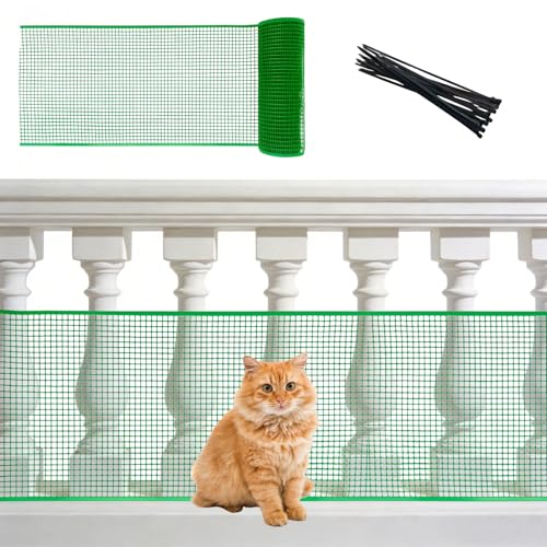 PotatoLife Plastic Wire Mesh Fence, Balcony Fence for Baby and Pets, Safety Fence, Stair Protector, Poultry, Garden, Tree Support, Durable Material, Free Zip Ties (Green, 15.7'' x 10')