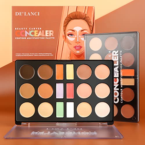De'lanci Concealer Palette, 18 Color Cream Contour Makeup Palette For Foundation, Full Coverage True Complexion Contour Palette Professional Natural With Waterproof & Malleability Performance Christmas Makeup #TOP6