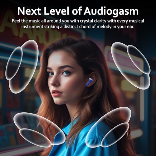 Image of PunnkFunnk BeatXtra Pro | Bluetooth 5.3 Wireless Earbuds | 40H Playtime | 32dB ANC & Quad ENC Mics | 13mm Drivers | 4D Panoramic Audio | Game /Music Mode | IPX5(Blue)