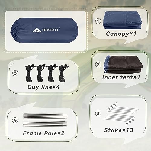 Miniatura 5 de Forceatt Tienda De Campaña 2 Personas, Con 100 A Prueba De Uv Viento Impermeable, Tienda De Techo De Doble Capa Portátil Ultraligera, Para Trekking, Camping, Playa, Aventura Etc