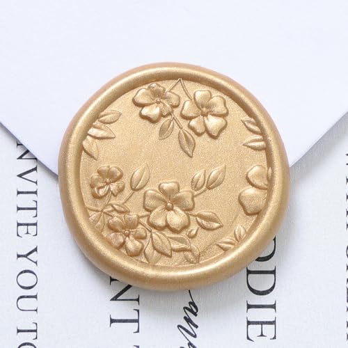 Lista de Ceras adhesivas disponible en línea para comprar. 46 UNIQOOO Etiquetas de sello de cera - Etiquetas adhesivas botánicas para sobres de invitación de boda en 3D estilo Begonia, 50 piezas de etiquetas autoadhesivas en color oro...