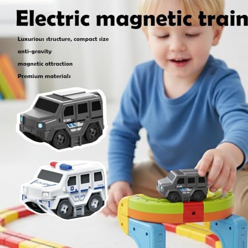 Replacement Electric Train Cars,2026 New USB Rechargeable Add-On to Electric Train Set & Trains Set Flexible Track,Tracks & Cable Not Included,Add-On Accessory for Kids TrainTrack Sets - 4