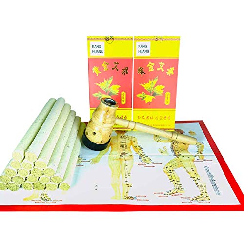 KANGHUANG Seven Years of Pure Golden Moxa Sticks for Moxibustion Wormwood Paper Handmade Moxa Cone Mugwort Rolls Wormwood Artemisia 50:1 (20)