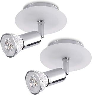 Recessed 2 Pack Rotatable Spotlight Lamp - Adjustable Chrome Ceiling & Wall Light(White Light)