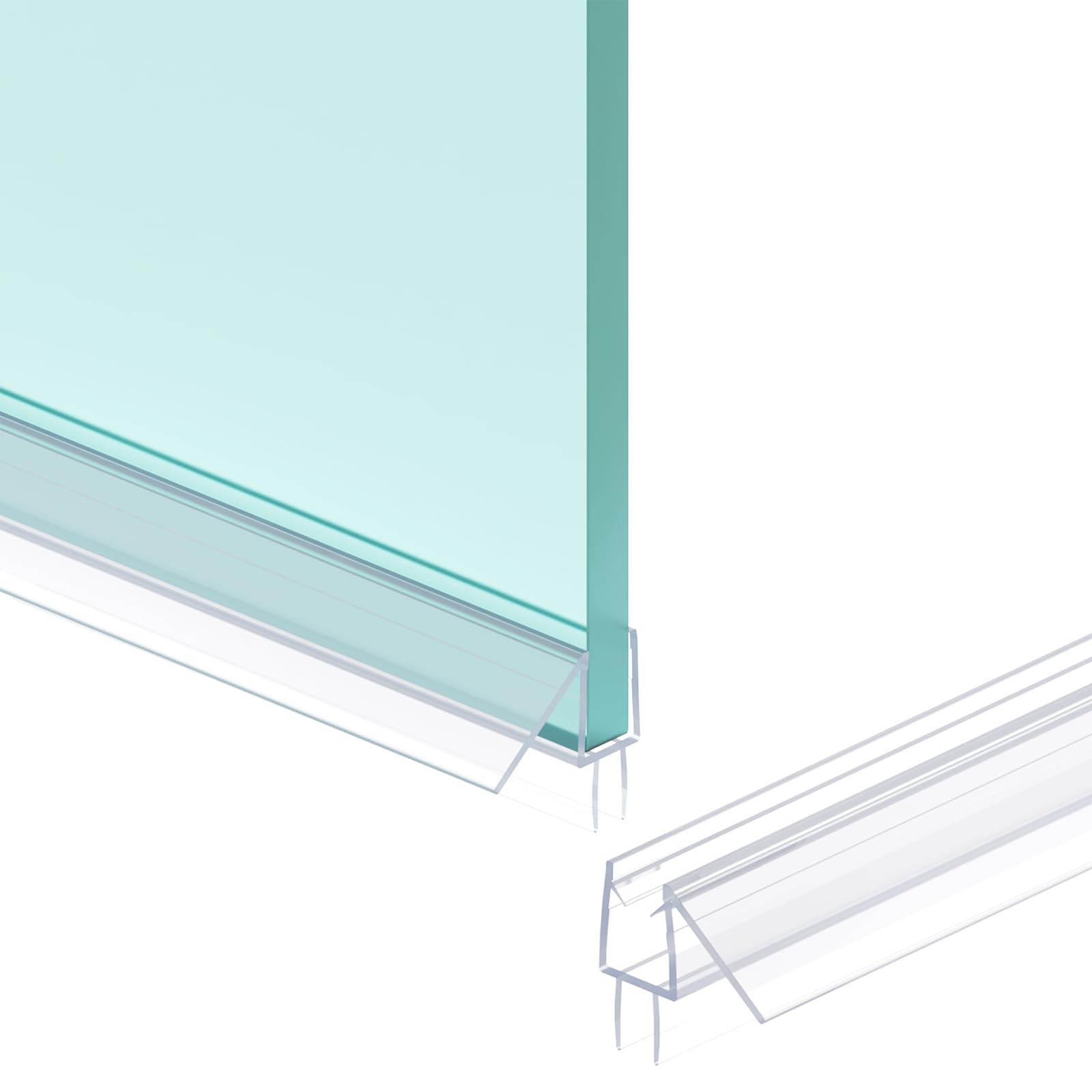 Shower Door Bottom Seal Strip, 2PCS Seal Strip, Ultra Clear PVC, 36" Length, Fits 8mm Thick Glass, Prevents Leaks, Easy Installation, No Adhesive Required (Ultra Clear, 36in for 5/16"(8mm) Door)