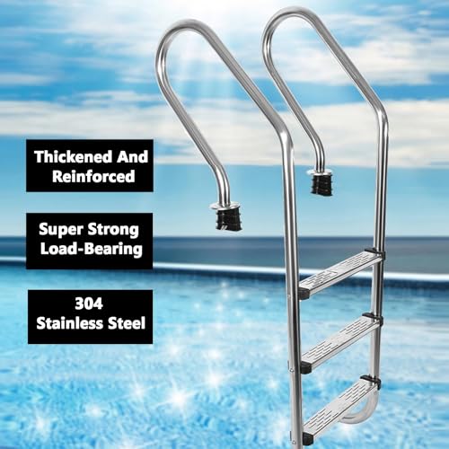 Escalera para piscina de acero inoxidable de 3 peldaños miniatura 3