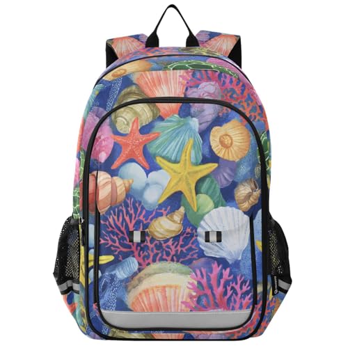 Sac à dos ordinateur enfants coquillages colorés pour l'école et les sorties