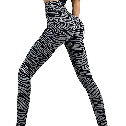 Leggings Sporthose Anti Cellulite Hohe Taille Sportleggins für Fitness Kompression Sport Freizeit mit Bauchkontrolle (Color : Zebra Pattern, Size : Large) Cover