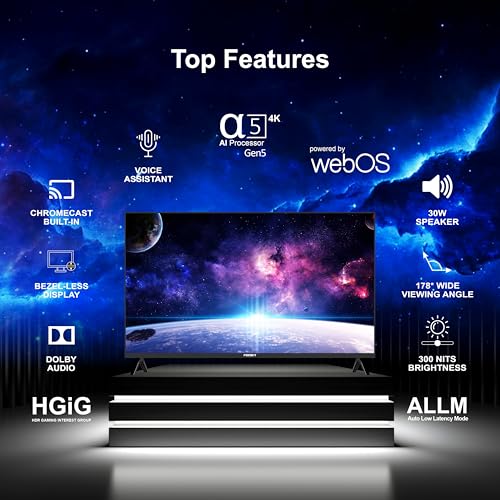 Image of Foxsky 109 cm (43 inch) Frameless Series 4K UHD QLED Smart TV (WebOS) 43FS 4K (Black)