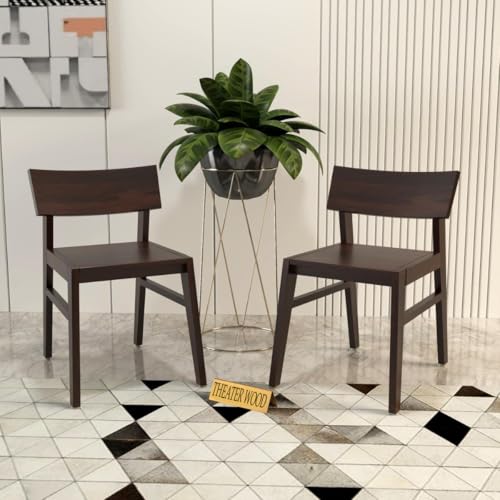 Image of Sheesham Wooden Two Dining Chair Set for Living Room | Solid Wood Study Chair for Living Room | Office Chair for Home & Office | Rosewood (Walnut)
