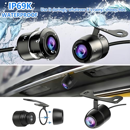 Image of YIMU Backup Camera 150 Degree Wide View Angle Rear /Front View Camera for Car, IP69 Waterproof Night Vision Reverse Camera Kit for Vehicle SUVs Trucks CA1651