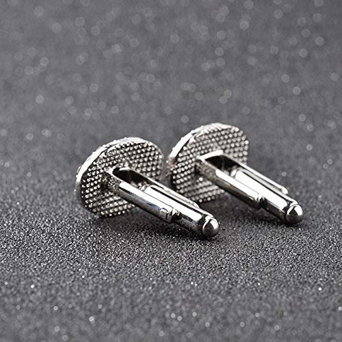 Mancuernillas Daesar para hombre plateadas y negras ovaladas miniatura 6