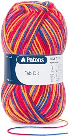 Patons Fab DK Kitting/Crochet Yarn Double Knitting Wool 100g Balls and 100% Acrylic Machine Washable & Tumble Dry Yarn - 44 Colours in The Range - Colour 2323 - Red - 1 x 100g Ball