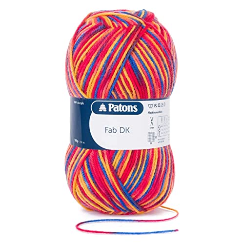 Patons Fab DK Kitting/Crochet Yarn Double Knitting Wool 100g Balls and 100% Acrylic Machine Washable & Tumble Dry Yarn