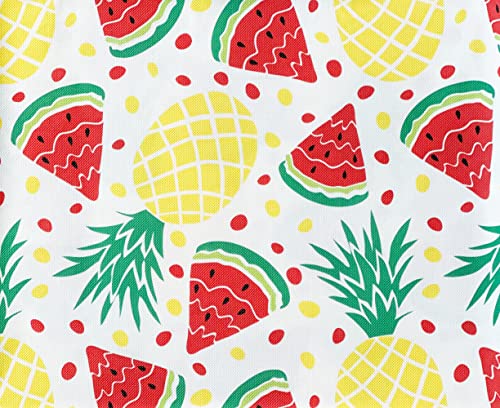 Lintex Bright Watermelon And Pineapple Non Toxic Peva Vinyl Tablecloth With Flannel Backing, Easy Care Peva Fruit Contemporary Vinyl Tablecloth, 60” X 84” Oblong/Rectangle #TOP2