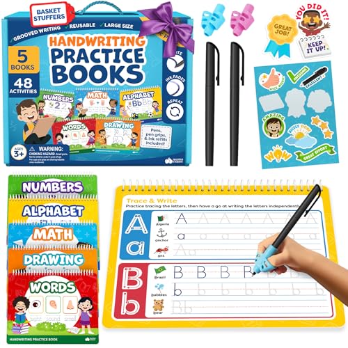 Image of Magic Grooved Writing Practice for Kids Age 3-5 - Grooved Writing Books for Kids 3-5 - Handwriting Practice for Kids 5-7 - Preschool Tracing Books, Toys for 4 Year Old - Easter Gifts