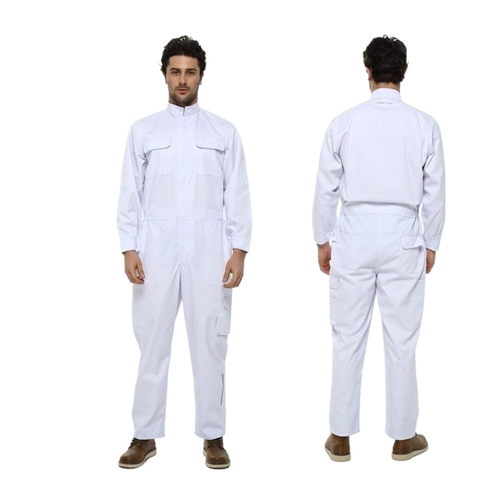 Tute da Lavoro for Uomo for riparatore di verniciatura Abbigliamento da Lavoro Taglie Forti Tute protettive Uniformi di Sicurezza(White,XXXL)