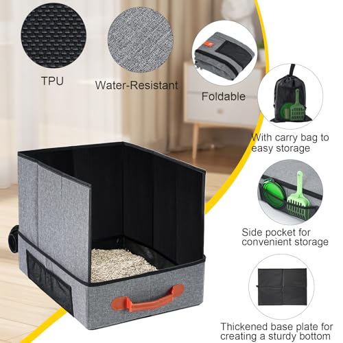 Caja de arena plegable portátil para gatos con tapa miniatura 4