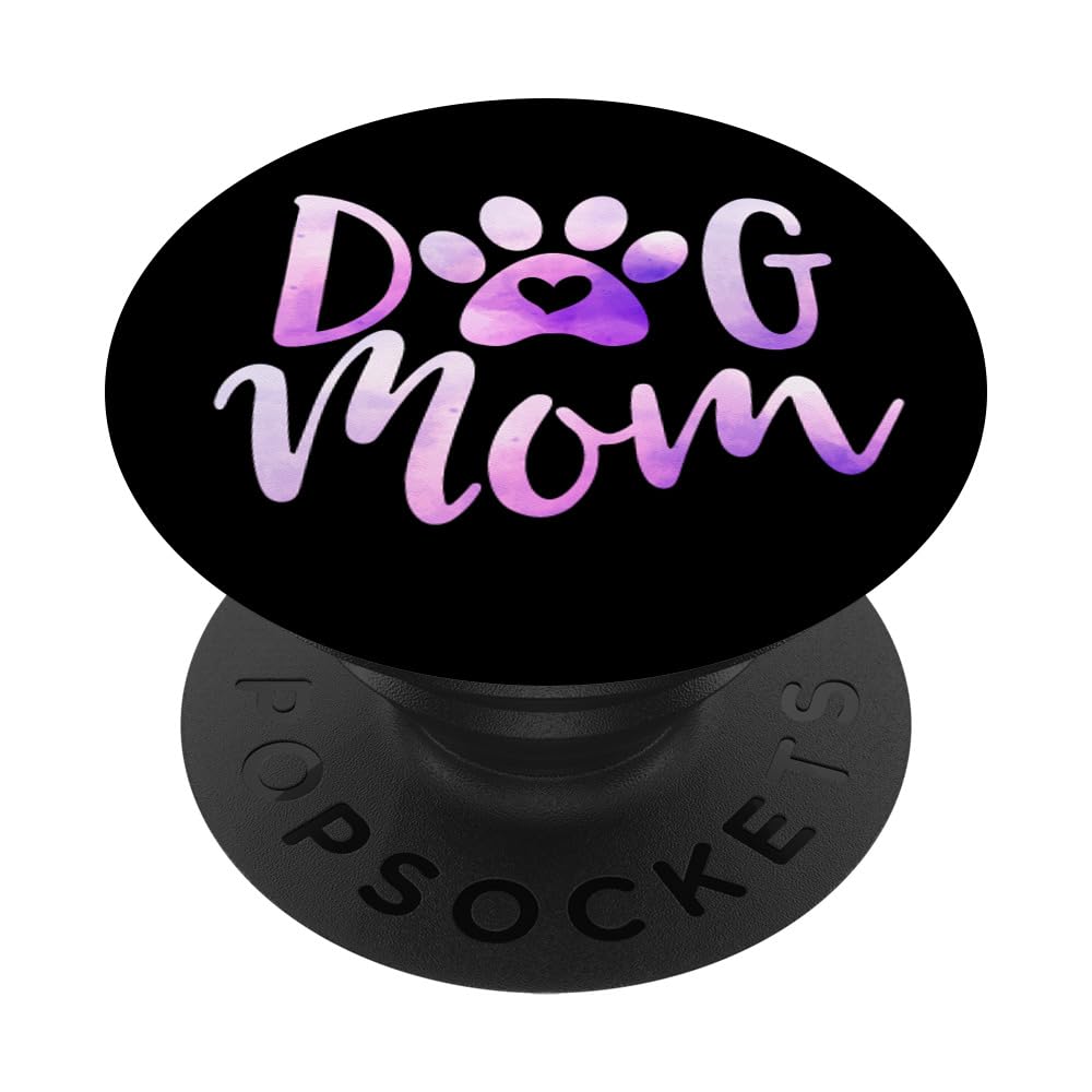 SweetClassy TS Designs Dog Mom Purple Paw Print Adopt Don't Shop Cute Fur Mama PopSocket Adhesive Phone Grip for iPhone 11, Black