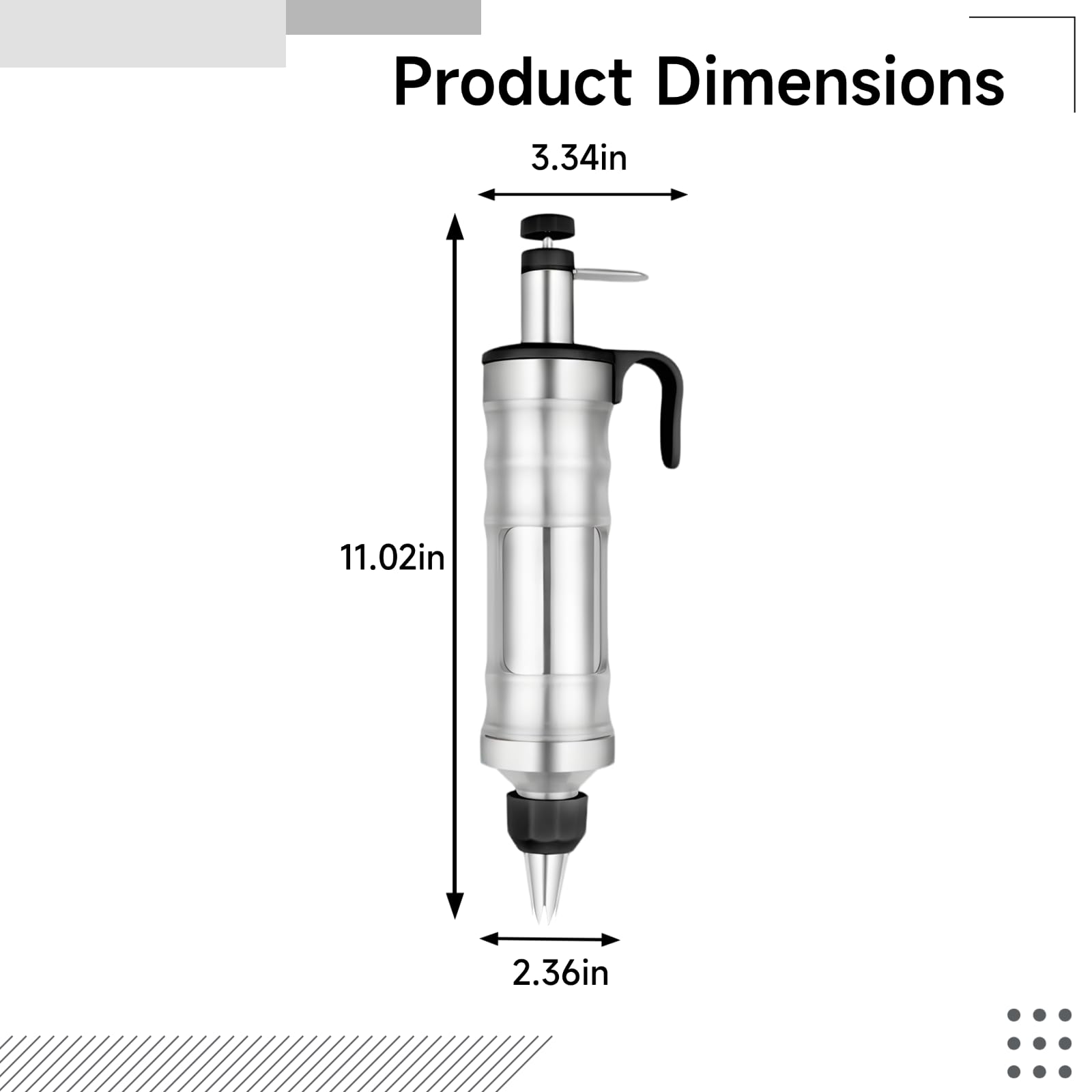Kuchen Dekorationsspritze, Edelstahl-Spritzbeutel-Set mit 6 Düsen, 28 cm Dessert-Dekorationsspritze, leicht zu reinigen, ideal für Anfänger
