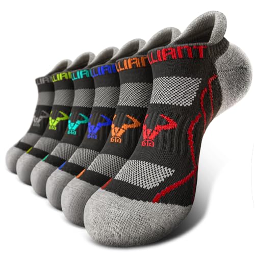 BULLIANT_AJTUS BULLIANT Men Cushioned Athletic Running Ankle Socks 6Pack Low Cut No Show