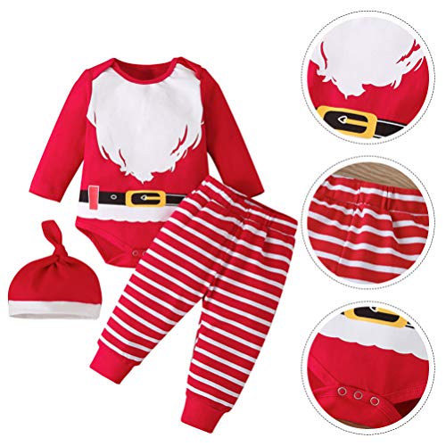 KESYOO Conjunto de 3 Peças/Conjunto de Roupa de Bebê Natalino Conjunto Bodysuit de Manga Longa Natal