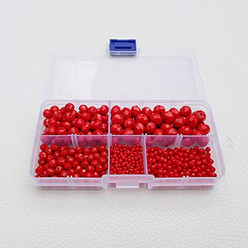 Image of Ceramic Red Rondelle Glass Beads for Jewelry Making, Faceted Briolette Crytal Spacer Beads for Bracelet Necklace Earring (2mm 4mm 6mm 8mm 10mm Mixed Sizes, 1000pcs)