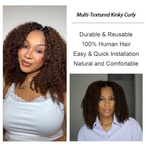 YWIGS #T1B/4 Feather Crochet Human Hair Multi-Textured Kinky Curly Human Crochet Hair Invisible Human Crochet Hair for Black Women 20" 100 Strands — view 4