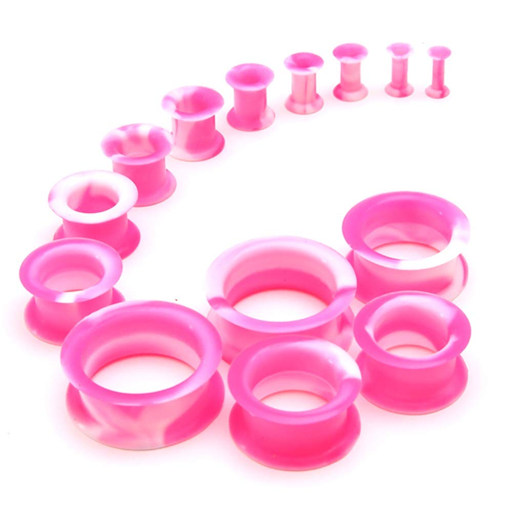 WBRWP 20/28pcs Ear Stretching kit Set: Hollow Hard/Soft Silicone Plugs and Tunnels Ear Expander Gauges Stretcher Body Piercing Jewelry