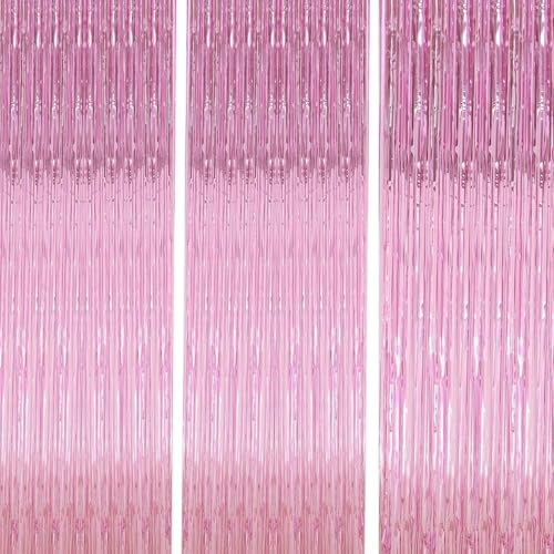 3 Stück Lametta Vorhang Rosa, Glitzervorhang Lametta, Glitzer Tinsel...