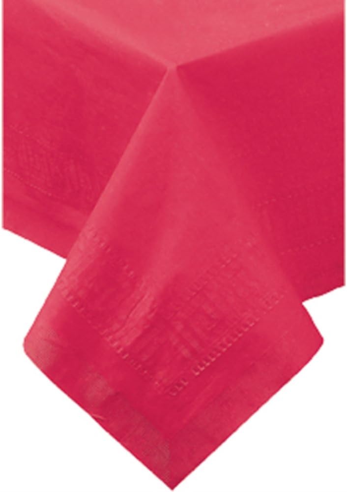 Hoffmaster 220411 Tissue/Poly Tablecover, 3 Ply, 54" Length x 54" Width, Red (Case of 50)