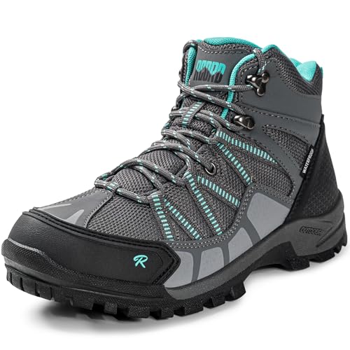 R CORD Womens Hiking Boots Waterproof Hiking Boots for Womens Breathable Comfortable Non-Slip Hiking Shoes Green Size 8