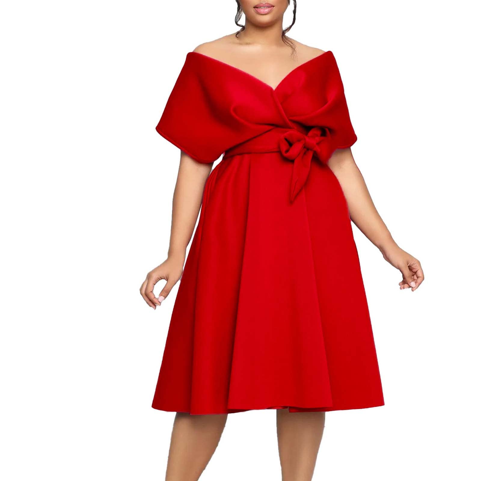 Generic Vestidos De Fiesta Vestido de Banquete con Cuello en V para Mujeres Europeas y con Hombros Descubiertos y Correas Sexy Vestidos para Bodas De Noche