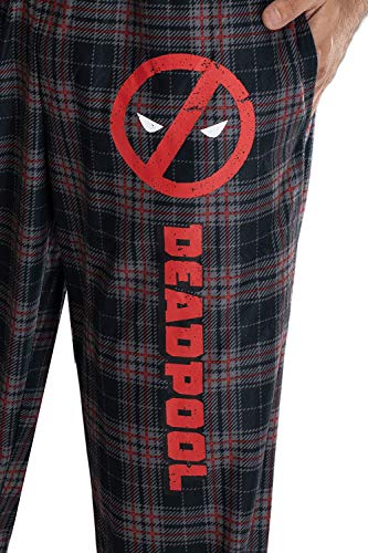 Marvel Mens' Deadpool Logo Plaid Lounge Pajama Pants3