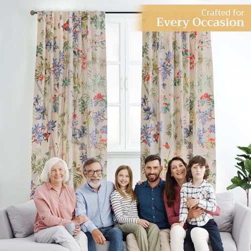 Image of Maison d' Hermine Curtains for Living Room 100% Cotton 50 inchx124 inch (Pack of 1) | 124 inches long Light Filtering Curtains for Windows Bedroom with Rod and Loop Pockets - Canne - Beige