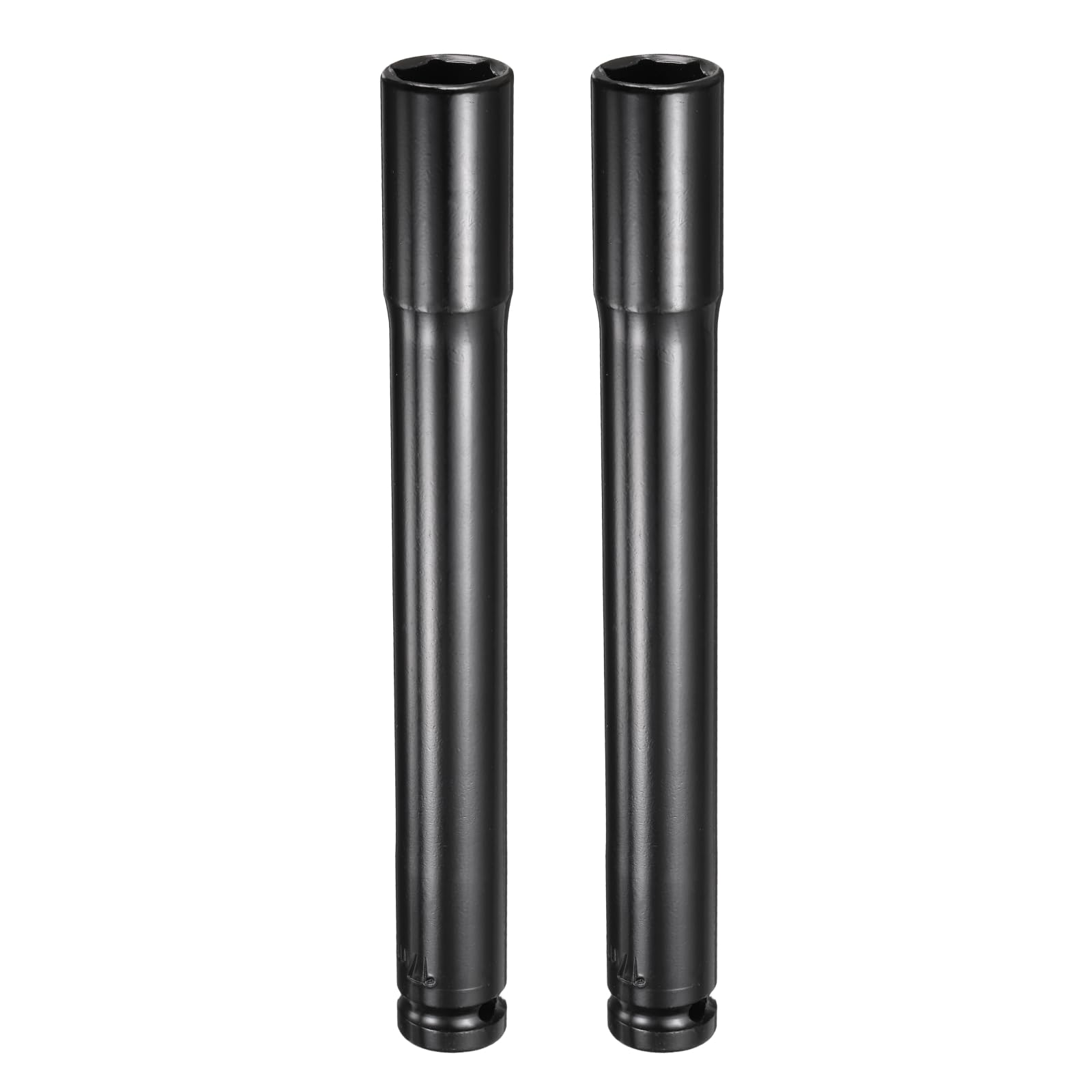 sourcing map 2pcs 6-Point Deep Impact Socket 1/2" Drive 17mm Metric Socket 7.7" (195mm) Extra Long Heat-Treated 45# Steel for Home Auto Spindle Axle Hex Nuts Bolts Repair, Black