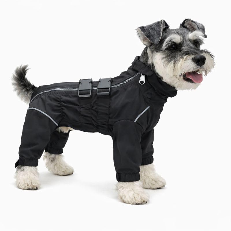 Lovelonglong Waterproof Dog Raincoat – 4-Leg Full Body Dog Rain Suit With Reflective Strips &...