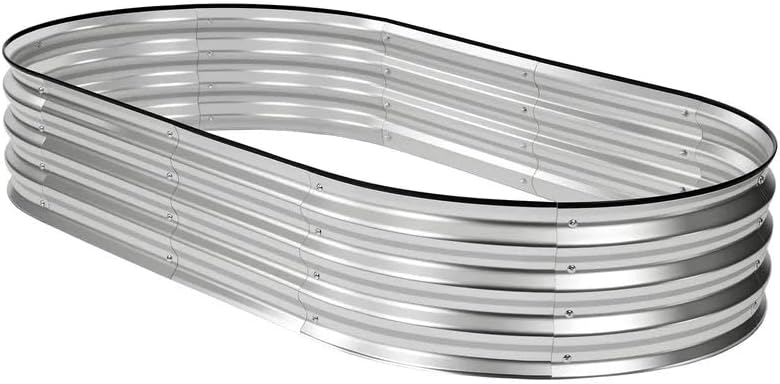 Galvanized Metal Raised Garden Bed 6x3x1ft, Oval Planter Box Outdoor, Large Silver Garden Bed for Vegetables Flowers, Heavy Duty Rust Resistant Elevated Planting Bed for Backyard Patio