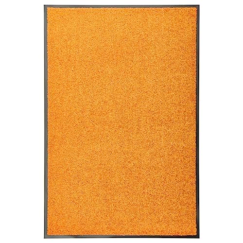 vidaXL Fußmatte Waschbar Schmutzfangmatte Türmatte Fußabtreter Schmutzmatte Schmutzfangläufer Sauberlaufmatte Innen Außen Orange 60x90cm
