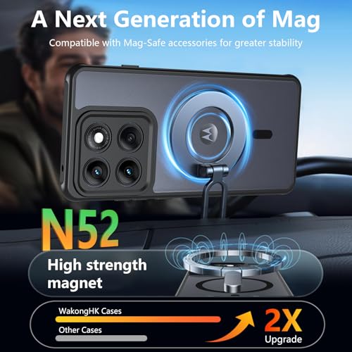 Image of For Motorola Edge 2025 Case,Magnetic [38 N52 Magnets] Military Grade Drop Protection moto edge 2025 case-Full Camera Protection Slim Matte Anti-Slip Phone Cover Protector For Motorola Edge 2025,Black