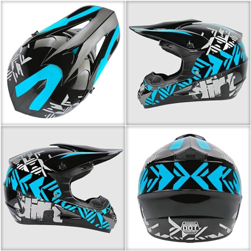 SanQing Youth DOT Approved Motocross Dirt Bike Helmets (Goggles, Gloves, Faceshield)