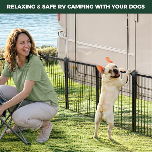 Image of FXW Instant Dog Playpen with RV Protector Balls for RV Camping Outdoor Yard | Portable Easy-setup Play Yard & RV Protector Balls, 24inch 16 Panels for Puppies & Small Dogs | Patented