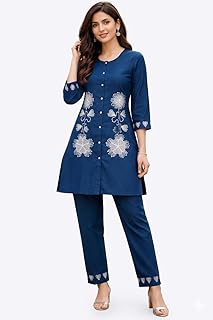 SQUARO Women Kurta Pant Set for Women Stylish Co Ord Set Embroidered Top With Trousers Ethnic Kurta Set Ladies Straight Co... Price In India