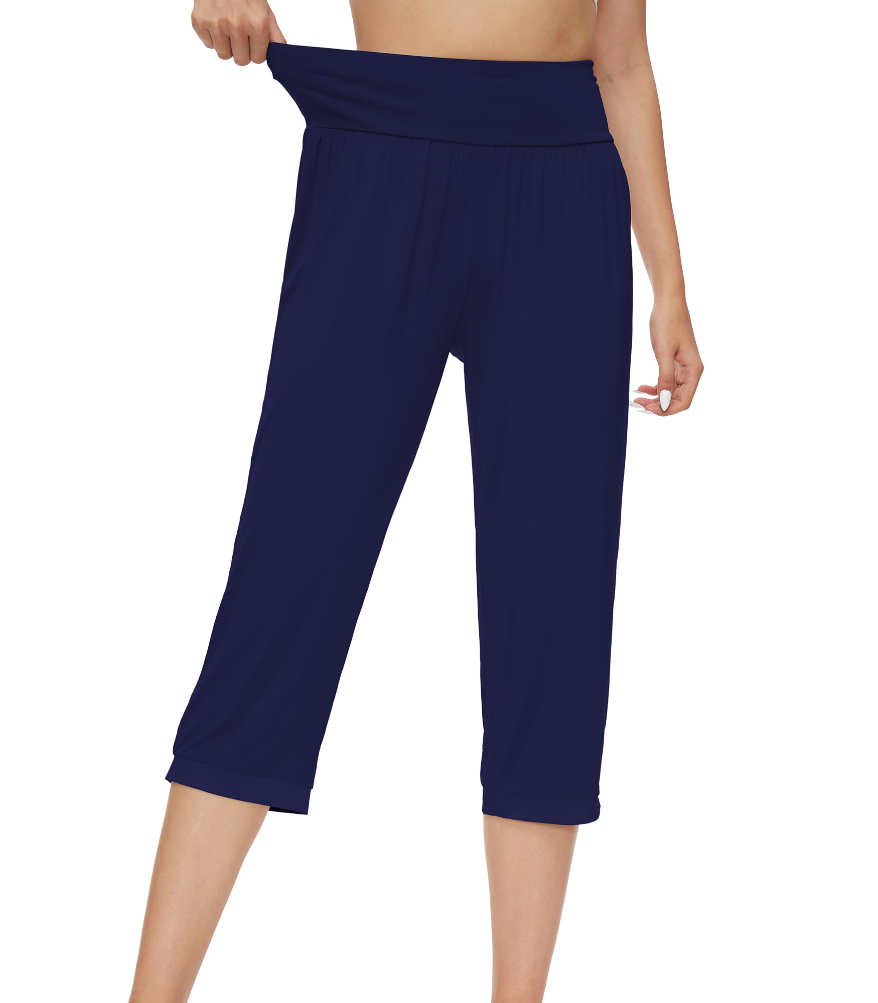 WiWi Viscosa di Bamboo - Pantaloni da pigiama a capri, da donna, casual, taglie S-XXL