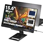 Portable Monitor, Ultra Slim 15.6 Inch FHD IPS Laptop Screen Extender with Adjustable Stand, USB C Compatible, Ideal for Travel and Office