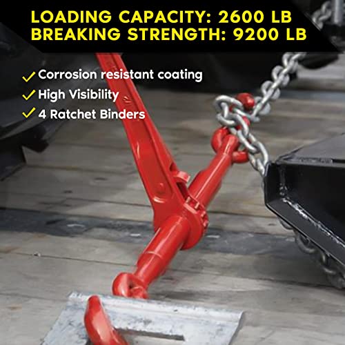 Gpoas 167659-5326-1714463351 4 Pack Ratchet Chain Binder, 1/4 To 5/16 Inch Load Binders 2600Lbs Working Load Capacity thumb #3