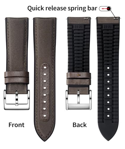 Image of BINLUN Nylon Silicone Watch Bands 18mm 19mm 20mm 21mm 22mm Quick Release Canvas Rubber Hybrid Watch Strap Replacement Watchband for Men Women 9 Colors Silver /Black Buckle
