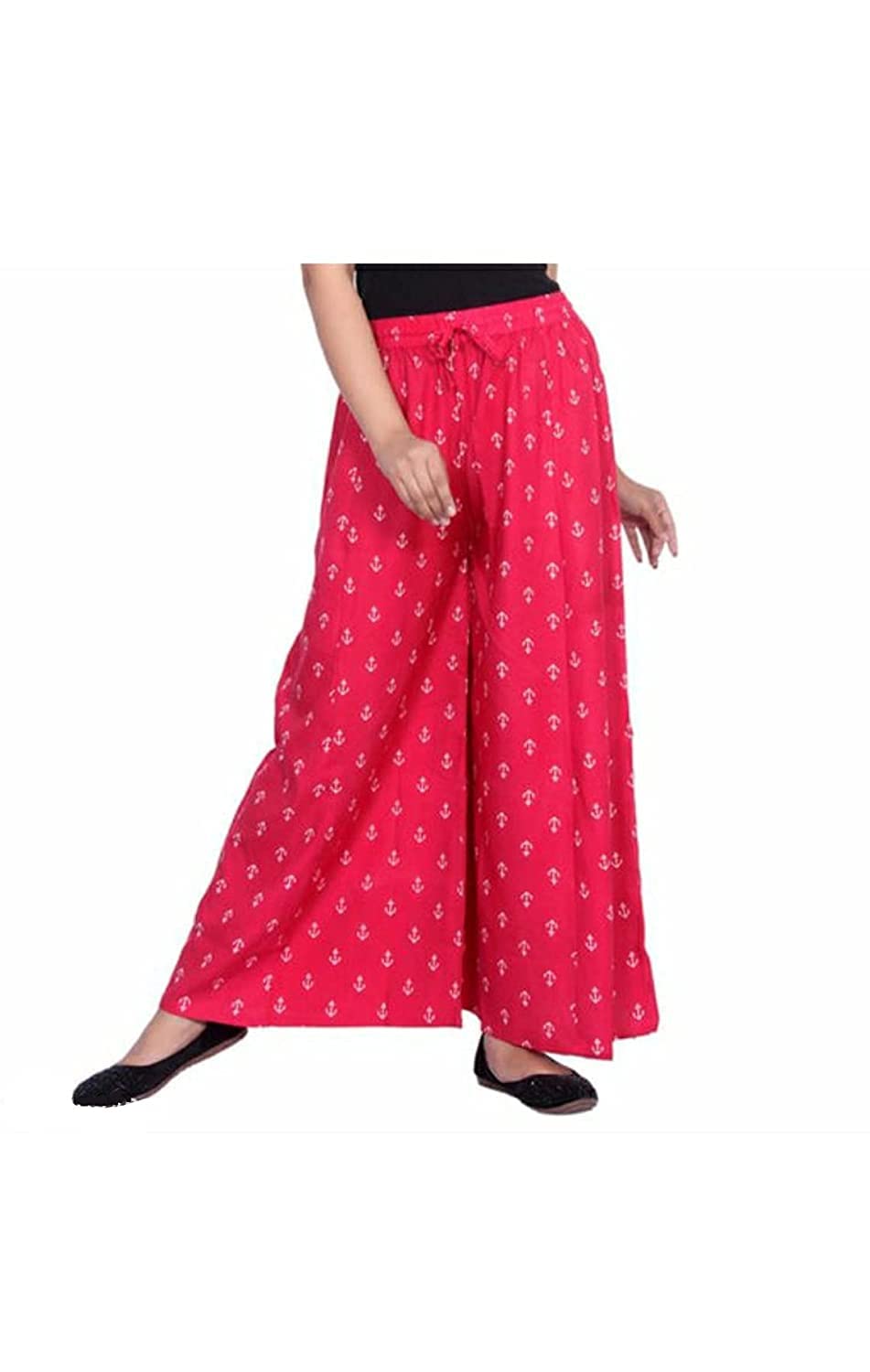 BHARTI CREATION Women's Rayon Bottom Pants Palazzo Ankle Length Palazzo Waist Freesize for Women(Pant-Pal-Fs-01)