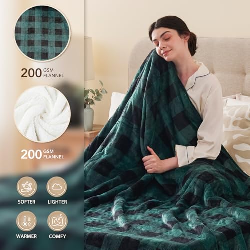 Homemate Electric Blanket Heated Throw - 50“x60“ Ultra Soft Cozy Flannel Heating Blanket with 10 Fast Heat Levels 8 Hours Auto Off Over-Heated Protection ETL Certification Keep Warm in Home Office